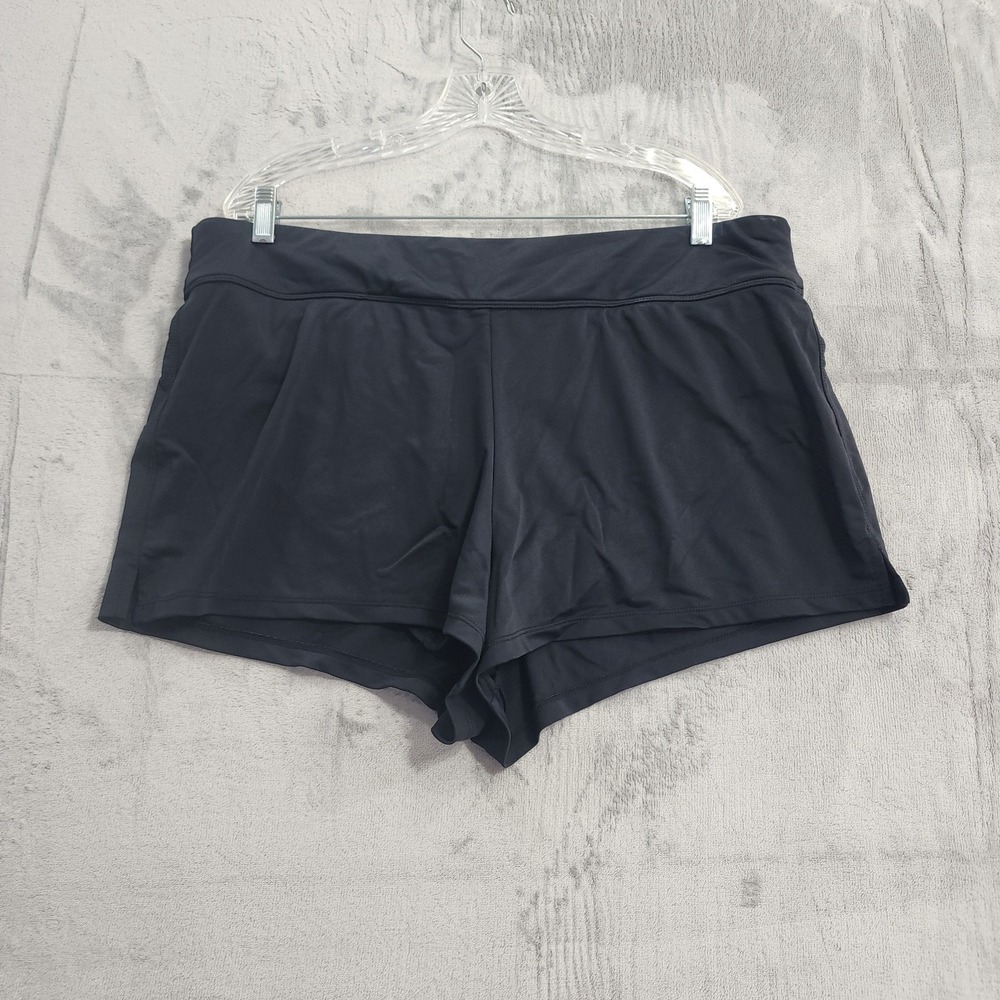 Croft &‎ Barrow Swim Shorts Womens XL Black Built In Brief Elastic Waist Beach